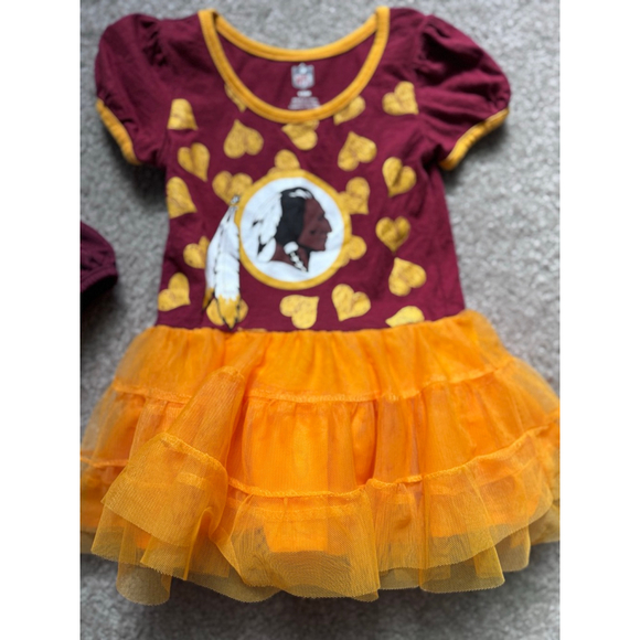 Baby NFL Redskins Matching Set 18 Months Maroon Orange Yellow Dress Bloomer - Picture 2 of 6